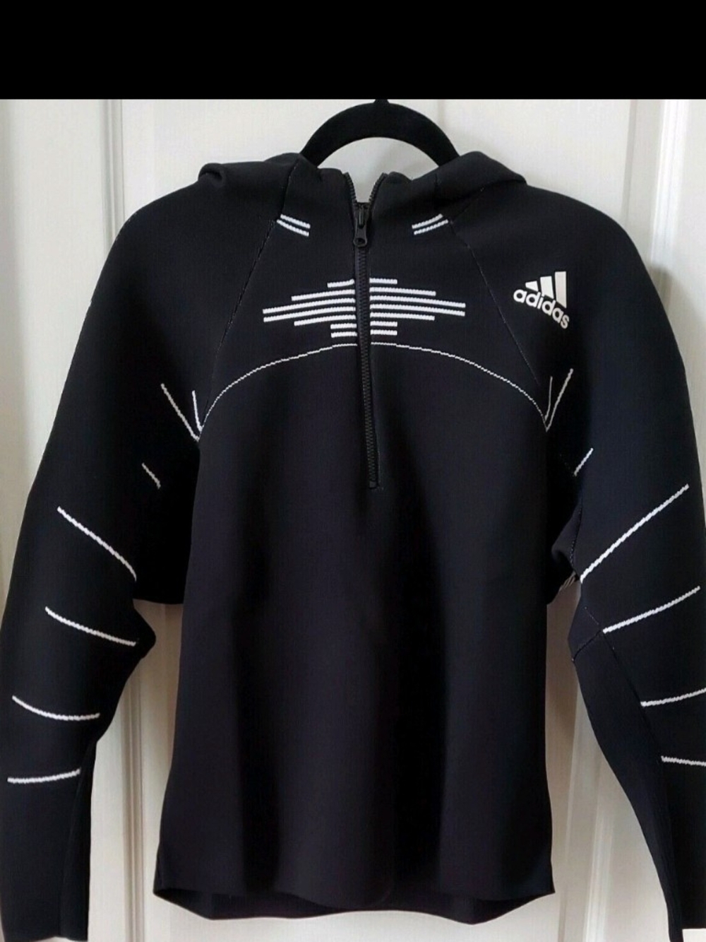 Adidas Women's Black Hooded Half-Zip Sweater Rare Series!